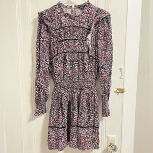 Black and Red Floral Long Sleeve Dress